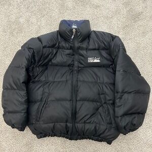 First Down Reversible Puffer Jacket Large Blue Black Down Filled Exploration